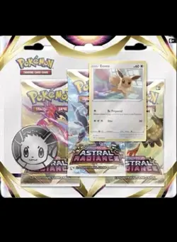 Pokemon TCG Astral Radiance 3-Pack Blister -Lot of 2 - Sylveon + Eevee - Image 3