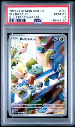 2024 POKEMON SCR EN-STELLAR CROWN #143 BULBASAUR ILLUSTRATION RARE PSA 10 - Image 1