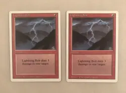 Lot of 2 Magic the Gathering Revised Lightning Bolt Never played - Image 1