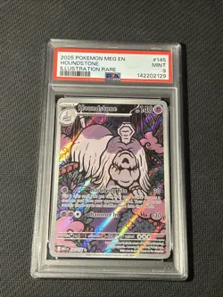 2025 POKEMON MEG EN-MEGA EVOLUTION ILLUSTRATION RARE #145 HOUNDSTONE PSA 9 - Image 1