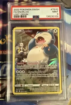 2022 POKEMON SWORD & SHIELD LOST ORIGIN #TG10 FULL ART/SNORLAX PSA 9 - Image 1