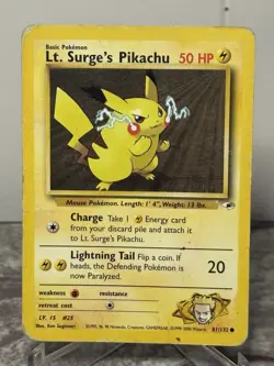 Lt. Surge's Pikachu 81/132 Common Gym Heroes Pokemon MP - Image 1