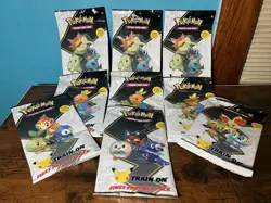 LOT OF NINE (9) 2021 Pokemon First Partner Packs w/ 27 Jumbo cards and 18 packs - Image 3