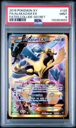 2016 Pokemon XY Fates Collide Alakazam EX #125 Full Art Secret PSA 9 - Image 1