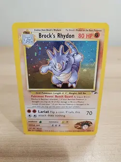 Pokemon TCG Brock's Rhydon Gym Heroes 2/132 Holo Unlimited Rare - Image 1
