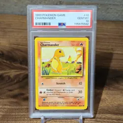 1999 POKEMON GAME BASE SET UNLIMITED 46 CHARMANDER PSA 10 GEM MINT - Image 1