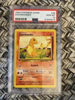 Pokemon PSA 10 GEM MINT Charmander 46/102 Base Set 1999 #46 - Image 1