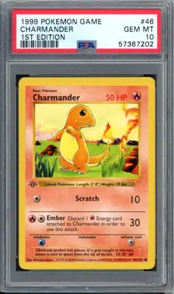 1999 Pokemon Charmander 1st Edition Base Set 46/102 PSA 10 GEM MT GREY STAMP - Image 1