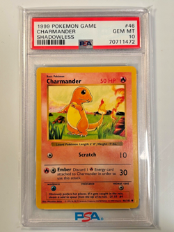 Charmander #46 Shadowless 1999 Base Set EN PSA 10 GEM MINT Vintage WOTC Pokemon - Image 1