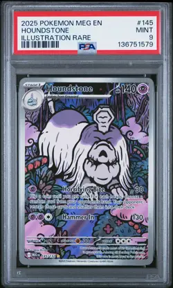 2025 POKEMON MEG EN-MEGA EVOLUTION ILLUSTRATION RARE #145 HOUNDSTONE PSA 9 - Image 1