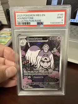 2025 POKEMON MEG EN-MEGA EVOLUTION ILLUSTRATION RARE #145 HOUNDSTONE PSA 9 - Image 1