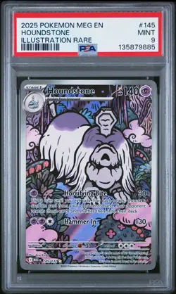 2025 POKEMON MEG EN-MEGA EVOLUTION ILLUSTRATION RARE #145 HOUNDSTONE PSA 9 - Image 1