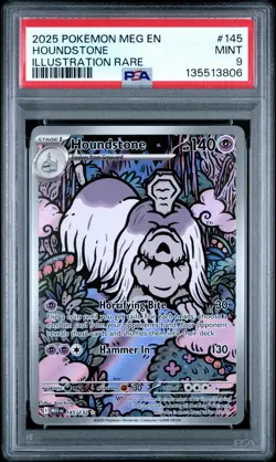 2025 POKEMON MEG EN-MEGA EVOLUTION ILLUSTRATION RARE #145 HOUNDSTONE PSA 9 - Image 1