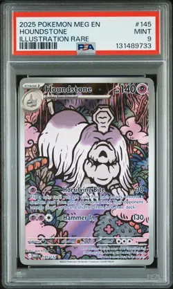 2025 POKEMON MEG EN-MEGA EVOLUTION ILLUSTRATION RARE #145 HOUNDSTONE PSA 9 - Image 1
