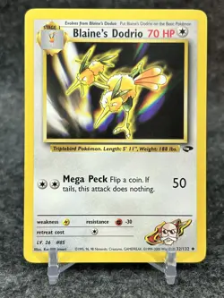 Blaine’s Dodrio 32/132 Gym Challenge Unlimited Pokemon Card - NM - Image 1