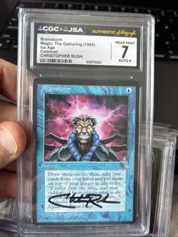 MTG Brainstorm - Ice Age - Auto / Signed Chris Rush - CGC Near Mint 7 / Auto 9 - Image 1