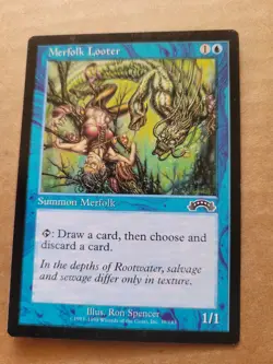 Merfolk Looter Exodus MTG Magic #39 (Ron Spencer) Blue English LP BULK DISCOUNT - Image 1