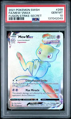 Mew VMAX 268/264 Pokemon swsh:Fusion Strike Secret Rare Rainbow PSA 10 💎 - Image 3