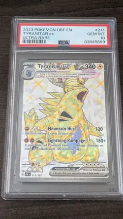 TYRANITAR EX 2023 Pokemon #211/197 PSA 10 GEM-MINT Obsidian Flames ULTRA RARE - Image 1