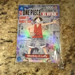 Bandai Namco One Piece Card Game Monkey.D.Luffy US Voyage Promo Holo P-055 - Image 1