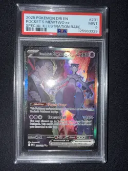 2025 POKEMON DRI EN-DESTINED RIVALS #231 TEAM ROCKET'S MEWTWO EX PSA 9 - Image 2