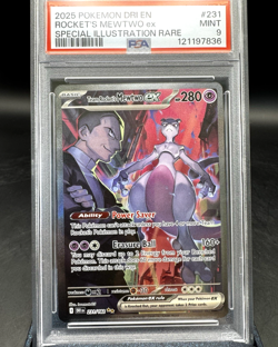 2025 POKEMON DRI EN-DESTINED RIVALS #231 TEAM ROCKET'S MEWTWO EX PSA 9 - Image 2