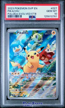 Pokemon Card PSA 10 Pikachu SVP 027 Paldea Evolved Elite Trainer Box Holo 2023 - Image 1