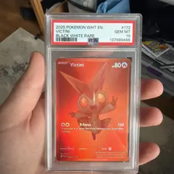 PSA 10 Victini 172/086 (Red Victini) White Flare Pokemon Card English BWR - Image 1