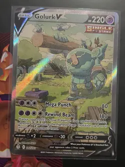 Pokemon Golurk V Ultra Rare Alternate Full Art Holo SWSH07 Evolving Skies Card - Image 1