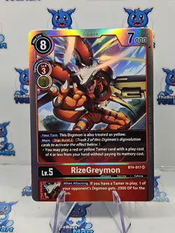 RizeGreymon BT4-017 SR Digimon Card NM - Image 1
