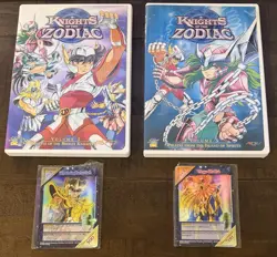 Knights of the Zodiac Volume 1 & 5 DVDs with Very Rare Trading Cards! 702727076220 - Image 1