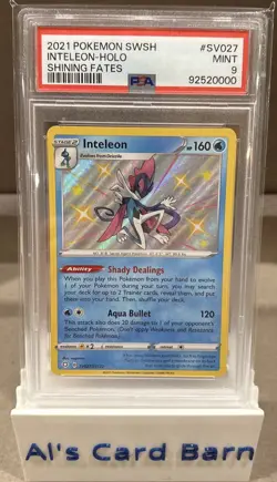 2021 Pokemon SWSH SV027/SV122 Inteleon Holo Shining Fates PSA 9 Mint - Image 1
