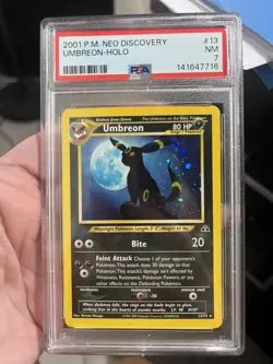 2001 Pokemon Neo Discovery #13 Umbreon Holo PSA 7 NM - Image 1