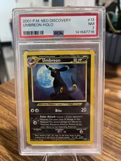 2001 Pokemon Neo Discovery #13 Umbreon Holo PSA 7 NM - Image 2