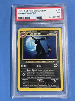 2001 Pokemon Neo Discovery #13 Umbreon Holo PSA 7 NM - Image 3