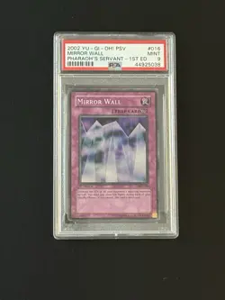 Yu-Gi-Oh! 2002 Mirror Wall PSV-016 Super Rare 1st Edition PSA 9 - Image 1