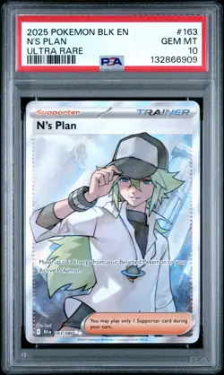 2025 POKEMON BLK EN-BLACK BOLT ULTRA RARE #163 N'S PLAN PSA 10 - Image 1