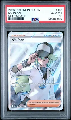 2025 POKEMON BLK EN-BLACK BOLT ULTRA RARE #163 N'S PLAN PSA 10 - Image 1