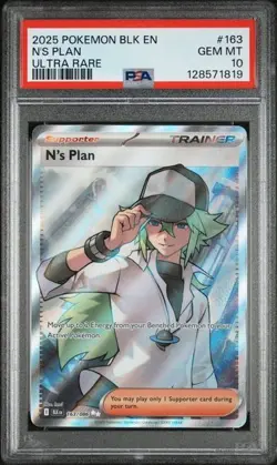 2025 POKEMON BLK EN-BLACK BOLT ULTRA RARE #163 N'S PLAN PSA 10 - Image 1