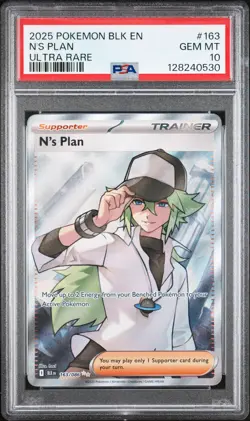 2025 POKEMON BLK EN-BLACK BOLT ULTRA RARE #163 N'S PLAN PSA 10 - Image 1