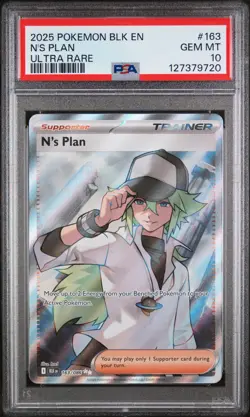 2025 POKEMON BLK EN-BLACK BOLT ULTRA RARE #163 N'S PLAN PSA 10 - Image 1