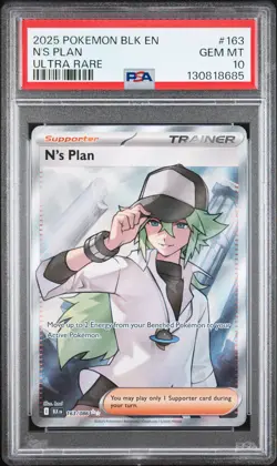 2025 POKEMON BLK EN-BLACK BOLT ULTRA RARE #163 N'S PLAN PSA 10 - Image 1