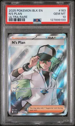 2025 POKEMON BLK EN-BLACK BOLT ULTRA RARE #163 N'S PLAN PSA 10 - Image 1