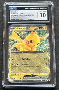 Pikachu ex 028/131 Prismatic Evolutions CGC 10 Gem Mint Pokemon Card Fast Ship - Image 1