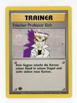 Imposter Professor Oak 73/102 Base Set 1st Edition German Pokemon - Light Play - Image 1