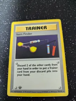 Pokemon Cards: Base Set 1st Edition: Item Finder 74/102 Hvy dmg - read dscrp! - Image 1