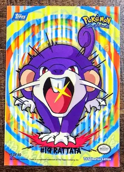 2000 Topps Pokemon TV Rattata #19 Stick-Ons Sticker 9 of 10 Blue Logo - Image 1