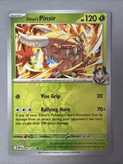 Pokemon TCG * Destined Rivals 001/182 Ethan's Pinsir U * REVERSE HOLO * FRESH PK - Image 1