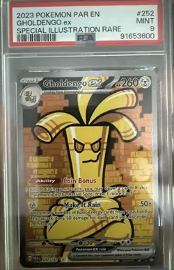 PSA 9 MINT Gholdengo ex 252/182 Paradox Rift SIR Holo Rare Pokemon Card - Image 1