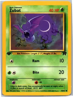 Zubat Common Team Rocket 1st Edition 70/82 Pokemon Card LP - Image 1